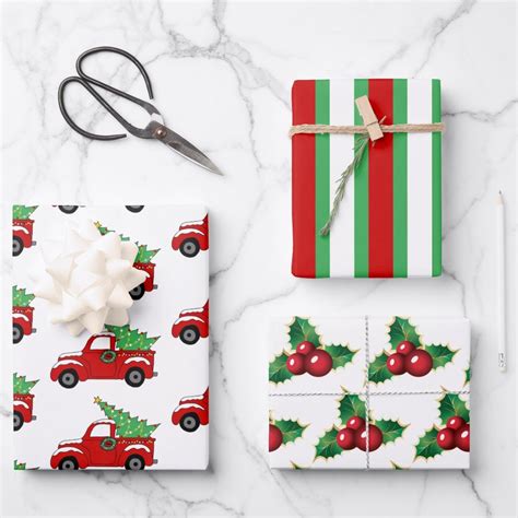 christmas red truck wrapping paper